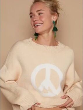Peace Sign Distressed Sweater